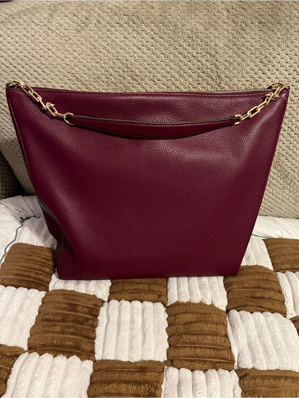 Tory Burch Carter Slouchy Hobo in Imperial Garnet NWTS!